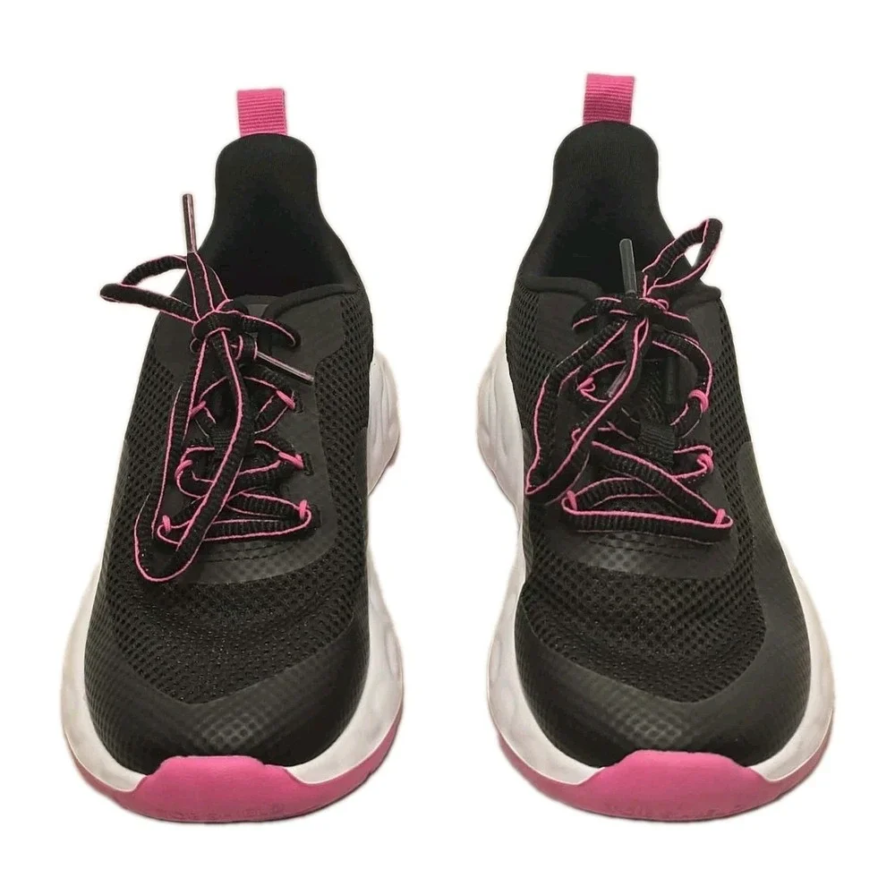 All in Motion Girls Sneakers Size 1 Black Pink Athletic Running Shoes EUC Comfor